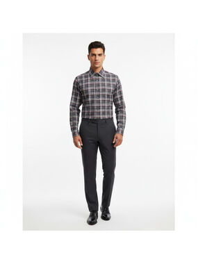 Mirto NWT Men's Shirt XL Plaid Purple Grey Textured Cotton Spain Retail $199